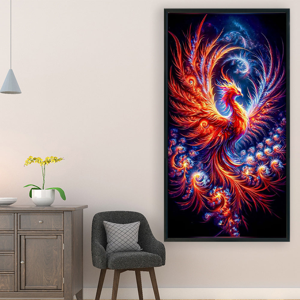 Fire Phoenix - Full 11CT Stamped Cross Stitch 40x70CM - Huacan