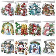 Load image into Gallery viewer, Christmas 12PCS DIY Snowman Diamond Art Greeting Cards Congratulations Cards & Gifts