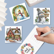 Load image into Gallery viewer, Christmas 12PCS DIY Snowman Diamond Art Greeting Cards Congratulations Cards & Gifts