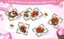 Load image into Gallery viewer, Christmas 6PCS DIY Red Flower Diamond Art Greeting Cards Congratulations Cards & Gifts