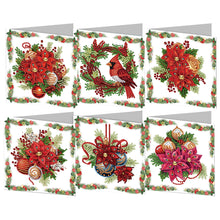 Load image into Gallery viewer, Christmas 6PCS DIY Red Flower Diamond Art Greeting Cards Congratulations Cards & Gifts