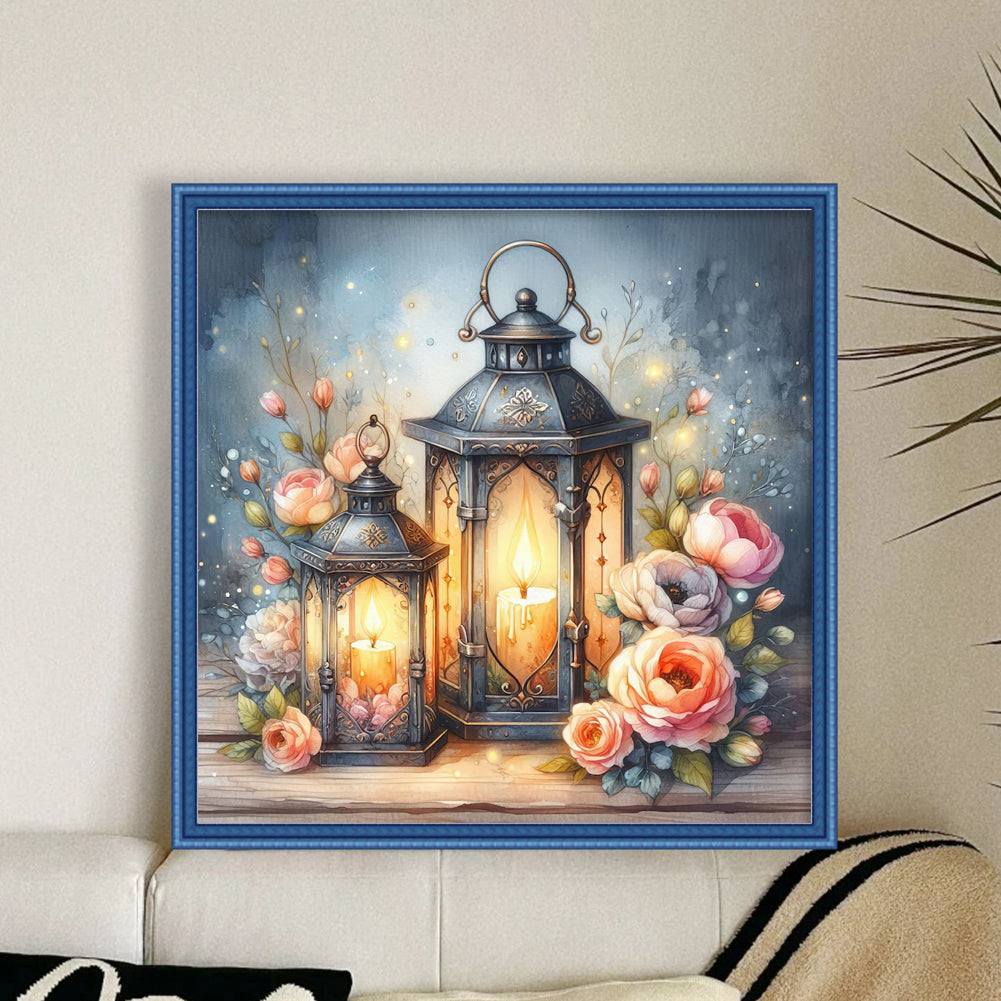 Flower And Lantern - Full 11CT Stamped Cross Stitch 40x40CM - Band