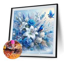 Load image into Gallery viewer, Blue Flowers And Birds 40*40CM(Canvas) Full Round Drill Diamond Painting