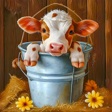 Load image into Gallery viewer, Bucket Cow 30*30CM(Canvas) Full Round Drill Diamond Painting