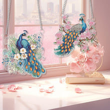 Load image into Gallery viewer, 2pcs Peacock Theme 2D Flat DIY Diamond Art Pendant Wall Decor for Home & Windows
