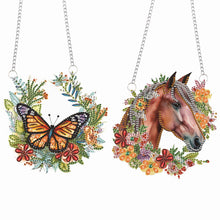 Load image into Gallery viewer, 2pcs Butterfly Horse 2D Flat DIY Diamond Art Pendant Wall Decor for Home