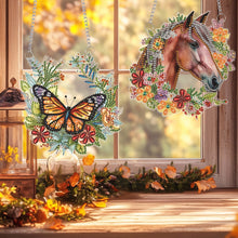 Load image into Gallery viewer, 2pcs Butterfly Horse 2D Flat DIY Diamond Art Pendant Wall Decor for Home