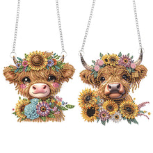 Load image into Gallery viewer, 2pcs Sunflower Calf 2D Flat DIY Diamond Art Pendant Wall Decor for Home & Window