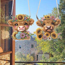 Load image into Gallery viewer, 2pcs Sunflower Calf 2D Flat DIY Diamond Art Pendant Wall Decor for Home & Window