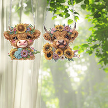 Load image into Gallery viewer, 2pcs Sunflower Calf 2D Flat DIY Diamond Art Pendant Wall Decor for Home & Window