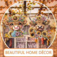 Load image into Gallery viewer, 2pcs Sunflower Calf 2D Flat DIY Diamond Art Pendant Wall Decor for Home & Window