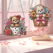 Load image into Gallery viewer, 2pcs Flower Basket Bear 2D Flat DIY Diamond Art Pendant Wall Decor for Home