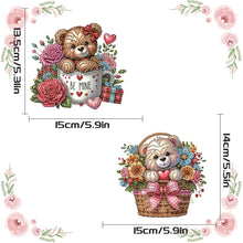 Load image into Gallery viewer, 2pcs Flower Basket Bear 2D Flat DIY Diamond Art Pendant Wall Decor for Home
