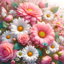 Load image into Gallery viewer, Pink Daisy Bouquet 30*30CM(Canvas) Full Round Drill Diamond Painting