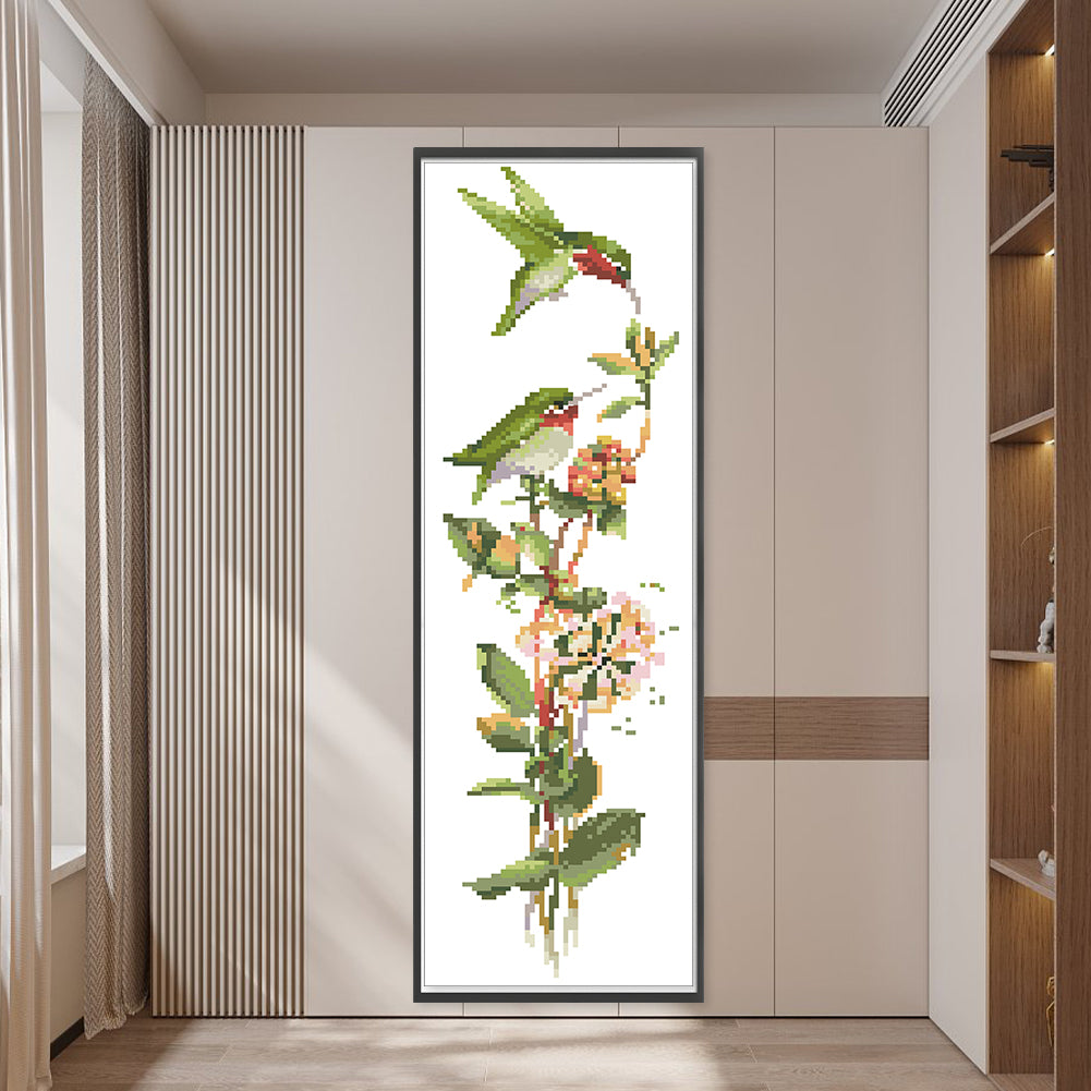 Four Seasons Flowers & Birds - Partial 9CT Stamped Cross Stitch - Bead Embroidery 16x53CM/6.30x20.87in