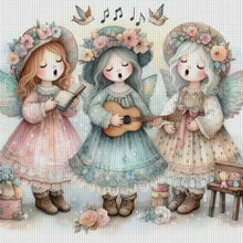 Load image into Gallery viewer, Huancan - Angel Choir Playing Guitar - 50*50CM 11CT 3 Stamped Cross Stitch