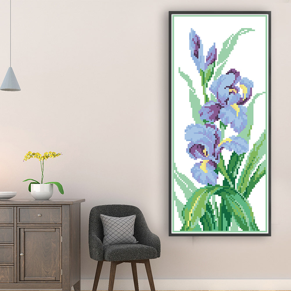 Sweet Small Flowers - Partial 9CT Stamped Cross Stitch - Bead Embroidery 17x42CM/6.69x16.54in