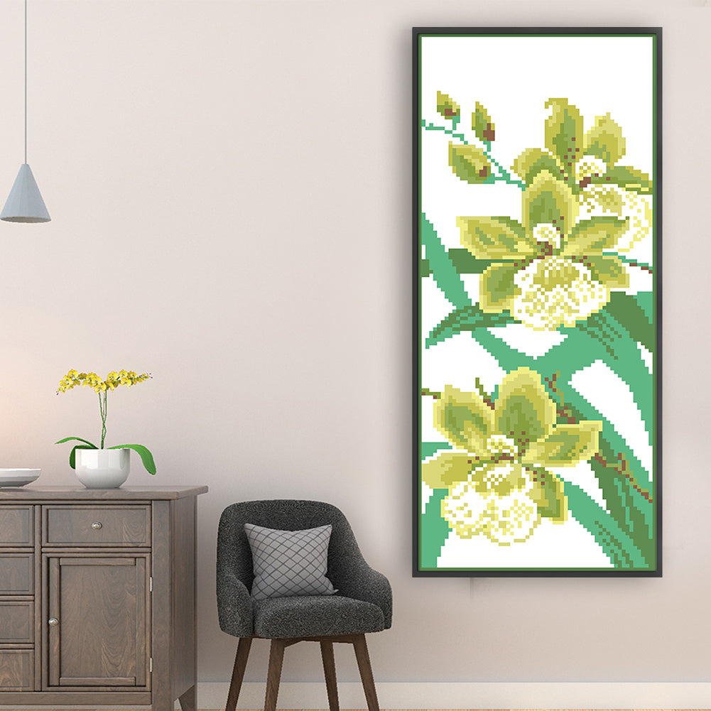 Sweet Small Flowers - Partial 9CT Stamped Cross Stitch - Bead Embroidery 17x42CM/6.69x16.54in