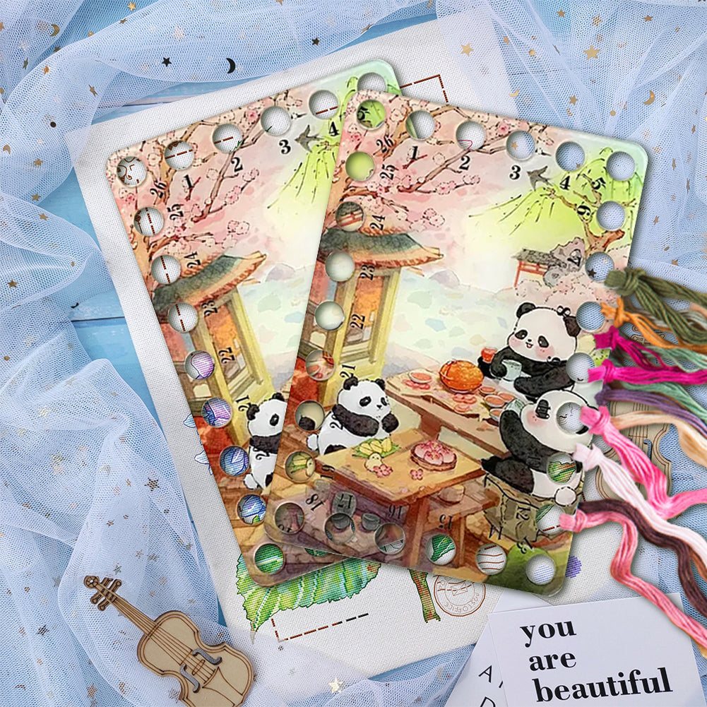 Acrylic Panda Cross Stitch Threading Board 18x12CM Stitching Thread Holder