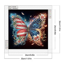 Load image into Gallery viewer, Independence Day Flag Butterfly 30*30CM(Canvas) Partial Special Shaped Drill Diamond Painting