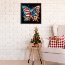 Load image into Gallery viewer, Independence Day Flag Butterfly 30*30CM(Canvas) Partial Special Shaped Drill Diamond Painting