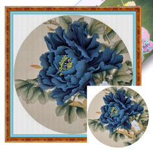 Load image into Gallery viewer, Yishu - Blue Peony - 40*40CM 11CT 3 Stamped Cross Stitch