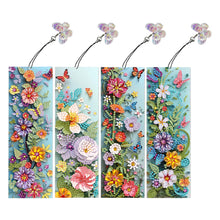 Load image into Gallery viewer, 4Pcs Special Shape Flower Diamond Painting Bookmark Art Projects for Book Lovers