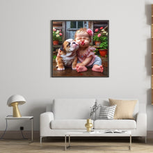 Load image into Gallery viewer, Dog And Child 40*40CM(Canvas) Full Round Drill Diamond Painting