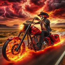 Load image into Gallery viewer, Skeleton Cowboy Riding A Motorcycle 50*50CM(Canvas) Full Round Drill Diamond Painting