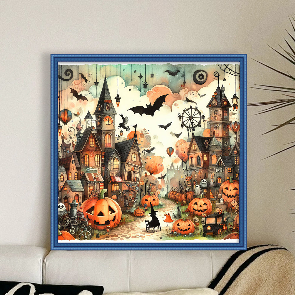 Halloween Cabin - Full 11CT Counted Cross Stitch 50x50CM - Yishu