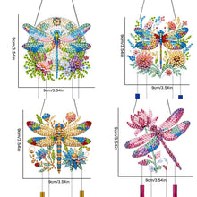 Load image into Gallery viewer, 4Pcs Dragonfly Diamond Wind Chime Double Sided Acrylic DIY Wind Chime Handicraft