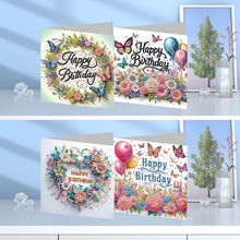 Load image into Gallery viewer, 4PCS DIY Diamond Art Greeting Cards for Festivals and Celebrations (Birthday )