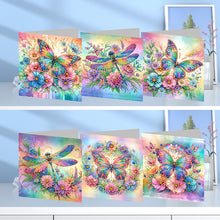 Load image into Gallery viewer, 6PCS DIY Butterfly Flower Diamond Art Greeting Cards Congratulations Cards