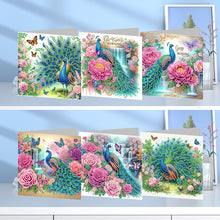 Load image into Gallery viewer, 6PCS DIY Peacock Diamond Art Greeting Cards Congratulations Cards & Gifts