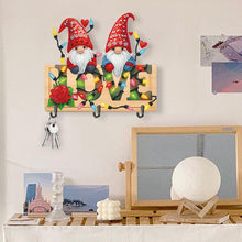 Load image into Gallery viewer, Wooden Special Shape Love And Gnome 3 Hooks No Punch Diamond Painting Hook Rail