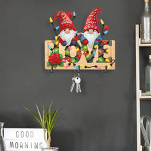 Load image into Gallery viewer, Wooden Special Shape Love And Gnome 3 Hooks No Punch Diamond Painting Hook Rail
