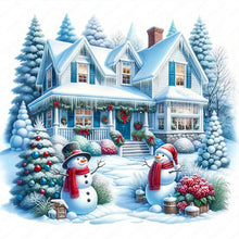 Load image into Gallery viewer, Christmas Tree And Snowman Hut 40*40CM(Canvas) Full Round Drill Diamond Painting