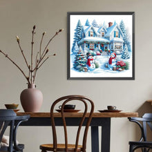 Load image into Gallery viewer, Christmas Tree And Snowman Hut 40*40CM(Canvas) Full Round Drill Diamond Painting