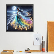 Load image into Gallery viewer, Girl In A Dreamy Seaside Colorful Skirt 40*40CM(Canvas) Full Round Drill Diamond Painting