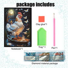 Load image into Gallery viewer, Cute Animal 5D Diamond Painting Notebook Diamond Art Diary Book (White Rooster)