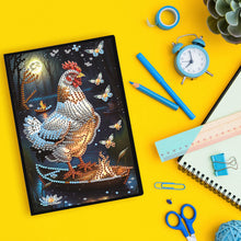 Load image into Gallery viewer, Cute Animal 5D Diamond Painting Notebook Diamond Art Diary Book (White Rooster)