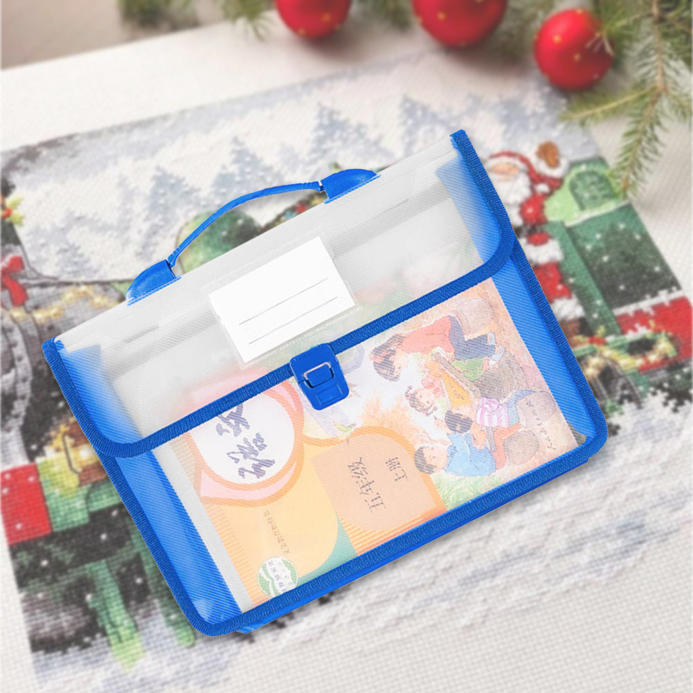 Cross Stitch Art Portfolio Bag Waterproof Storage Folder for Poster (Blue)