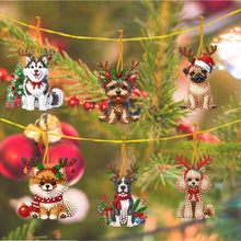 Load image into Gallery viewer, 6Pcs Acrylic Special Shaped Christmas Puppy 5D DIY Diamond Art Hanging Decor