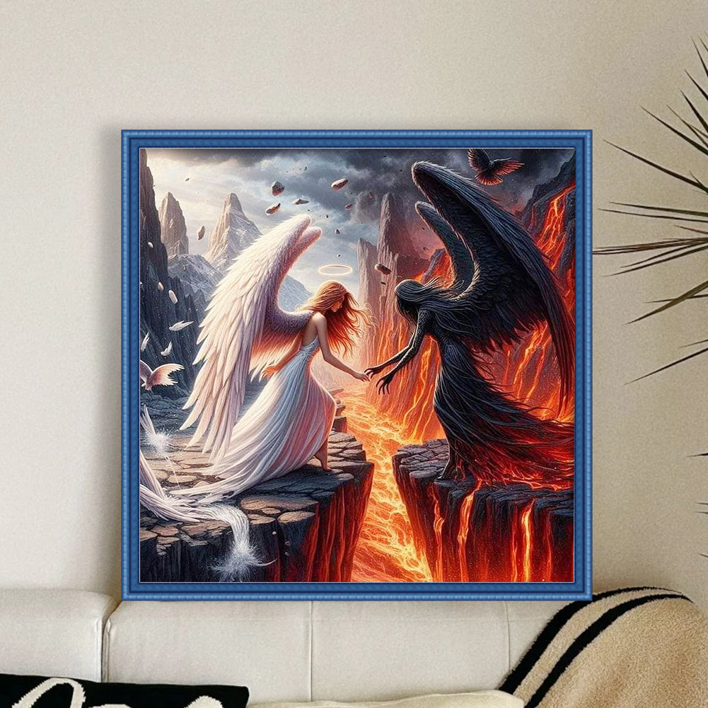 Black And White Yin-Yang Angel - Full 11CT Stamped Cross Stitch 40x40CM - Huacan