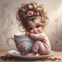 Load image into Gallery viewer, Coffee Cup And Girl 30*30CM(Canvas) Full Round Drill Diamond Painting