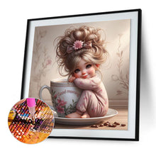 Load image into Gallery viewer, Coffee Cup And Girl 30*30CM(Canvas) Full Round Drill Diamond Painting
