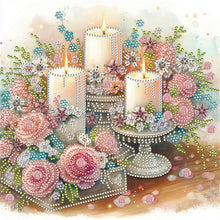 Load image into Gallery viewer, Flower Candles 30*30CM(Canvas) Partial Special Shaped Drill Diamond Painting