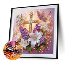 Load image into Gallery viewer, Lavender Cross 40*40CM(Canvas) Partial Special Shaped Drill Diamond Painting