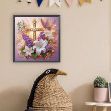 Load image into Gallery viewer, Lavender Cross 40*40CM(Canvas) Partial Special Shaped Drill Diamond Painting