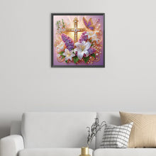 Load image into Gallery viewer, Lavender Cross 40*40CM(Canvas) Partial Special Shaped Drill Diamond Painting
